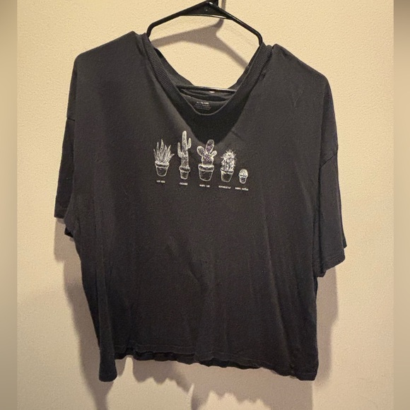 American Eagle Gray Plants Tee - Oversized cropped - Picture 1 of 3